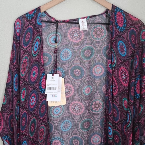 Satva "Akula" Yoga Boho Open Front Kimono Cardigan - Picture 5 of 9
